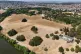 An aerial view of the parched grass of Danson Park in Bexley, south east London, August 14, 2026