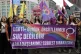 LGBTQ+ rights supporters outside a courthouse after police prevented them from holding a news conference in Istanbul, Turkey, September 15, 2026
