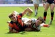 Wakefield Trinity�s Josh Rourke is tackled by Castleford Tigers� Thomas Weaver during the Betfred Super League match at the Hill Dickinson Stadium, Liverpool. Picture date: Sunday July 5, 2026