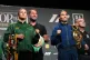 Katie Taylor (left) and Flora Pili (right) face off as boxing promoter Eddie Hearn looks on during a press conference at The Helix at Mahony Hall, Dublin, September 1, 2026