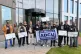 App drivers and couriers support the claim in Amsterdam today