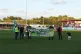 RMT banners and flags on the pitch at the City of Liverpool 