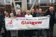 Pensioners gather outside the Scottish Parliament today