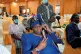 Mariam Sankara, widow of leader Thomas Sankara, sits in the 