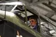 Defence Secretary Gavin WIlliamson sits inside  Lancaster Bo