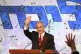 Israeli Prime Minister Benjamin Netanyahu waves to his suppo