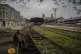 A worker takes a breaks on the tracks of the Central Railway
