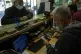 People exchange Turkish liras in a money exchange office in 