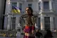 Refugee puppet Little-Amal makes an appearance outside the U
