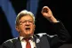 Jean-Luc Melenchon delivers his speech in his election night