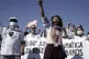 Protesters, wearing white in support of political prisoners 