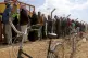 Syrian refugees line up to register their names at an employ