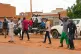 Nigerian men gather for an anti-French protest in Niamey, Ni