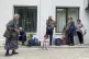 Local residents gather near a local government building afte