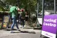 People arrive at a voting centre for the Indigenous Voice to