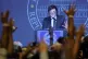 Argentinian President-elect Javier Milei speaks after his vi