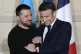 Ukrainian President Volodymyr Zelenskyy (left) and French Pr