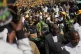 South African President Cyril Ramaphosa greets African Natio