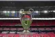 The UEFA Champions League trophy is on display before the tr
