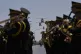 Turkish military helicopters fly over the military parade, i