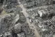 A drone photo shows displaced Palestinians returning to Rafa