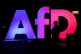 A man stands in front of the logo at the AfD party headquart