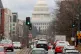 Commuter traffic heading towards the US Capitol Building