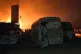 An aid convoy on the way to Afrin burns after being hit by T