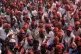 Indian farmers shout slogans during a rally at the end of th