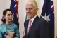 Australian Prime Minister Malcolm Turnbull (right) welcomes 