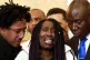 A tearful Sequita Thompson (centre) discusses the shooting o