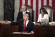 Donald Trump points during his state of the union speech las