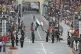 Pakistan Rangers soldiers in black uniform face Indian Borde