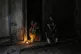Residents pass the time during a blackout following the fail