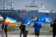 Activists in Spain protest against the Saudi ship, Bahri Abh