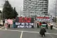 Campaigners block the road in East London outside the DSEI a