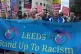 Anti-racists protest against a fascist march in Leeds on Sat