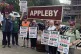 A protest against the government's plans to close railway ti