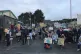 Anti-racist campaigners outside the former army base at Pena