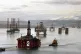The Oil platform Stena Spey is moved with tug boats amongst 