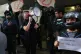 Deliveroo riders hold a protest over pay outside the company