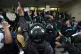 Deliveroo riders hold a protest over pay outside the company