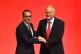 Owen Smith and Jeremy Corbyn before the announcement of the 