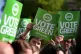Scottish Green party supporters at a rally in Glasgow in 201