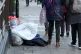 A homeless person sleeps rough near Windsor Castle, Berkshir