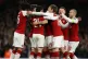 Arsenal players celebrate Granit Xhaka's goal last night 