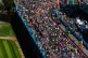 Runners make their way over Tower Bridge during the 2018 Lon