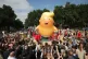 A 'Baby Trump' balloon rises after being inflated in London'