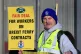 Members of the RMT union, protest at the former ferry port i