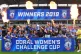 Leeds Rhinos celebrate their victory after the Coral Challen